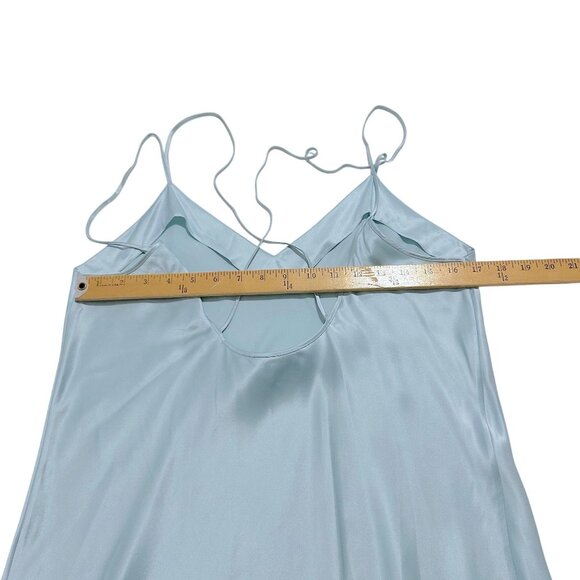 Vintage Vivine La Rinascente 100% Silk Slip Dress Light Blue Italy Size L - Picture 8 of 9